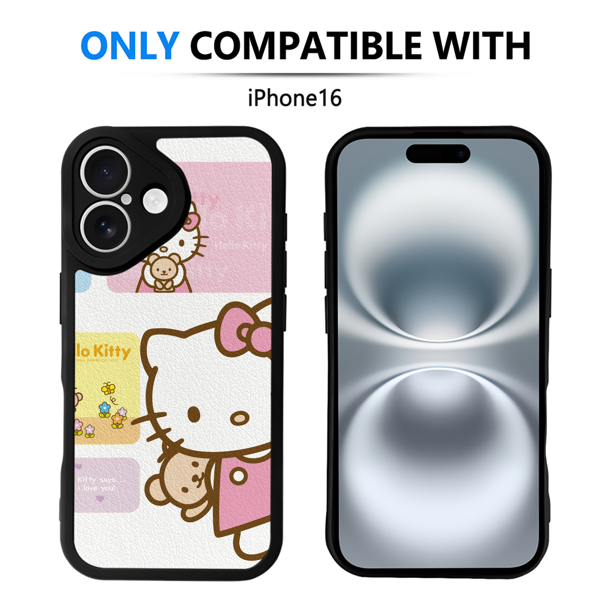 （画像用） Hello Kitty ハローキティ 【iPhone 16シリーズ対応】シリコンスマホケース（レザー調） 材質：シリコン